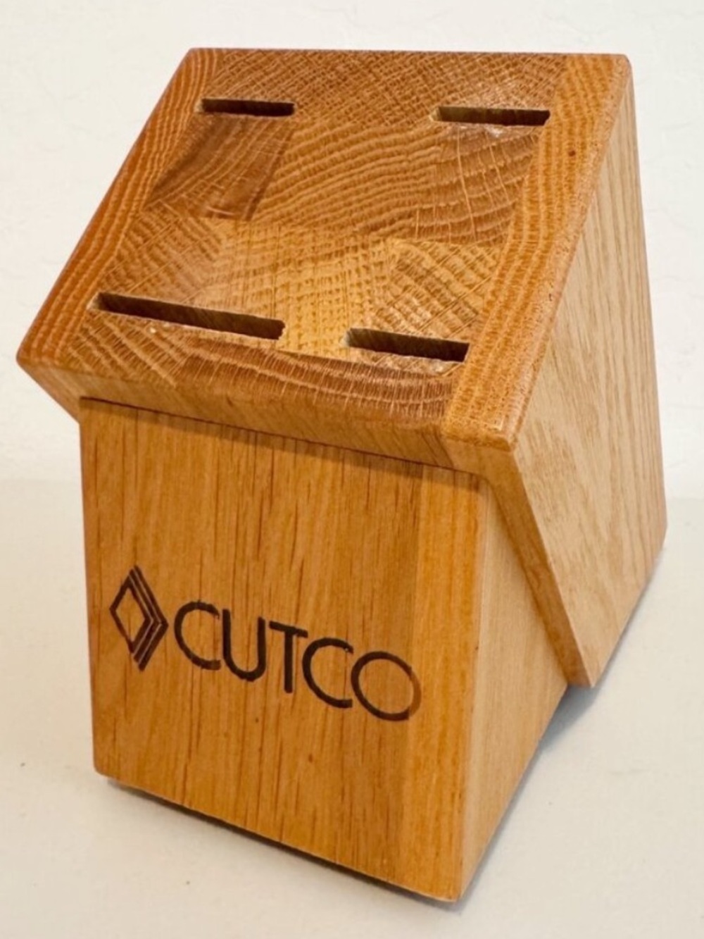 Cutco‎ Knife Block Oak Wood 4 Slot Gallery Set Holder Storage Cottagecore Home